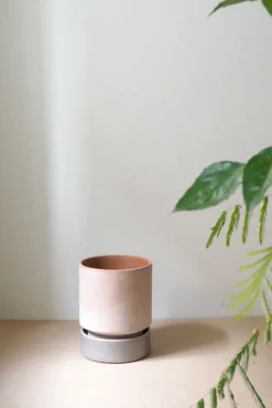 PLANT Hoff krukke, raw rosa + grå underskål, gulvkrukke Clearance