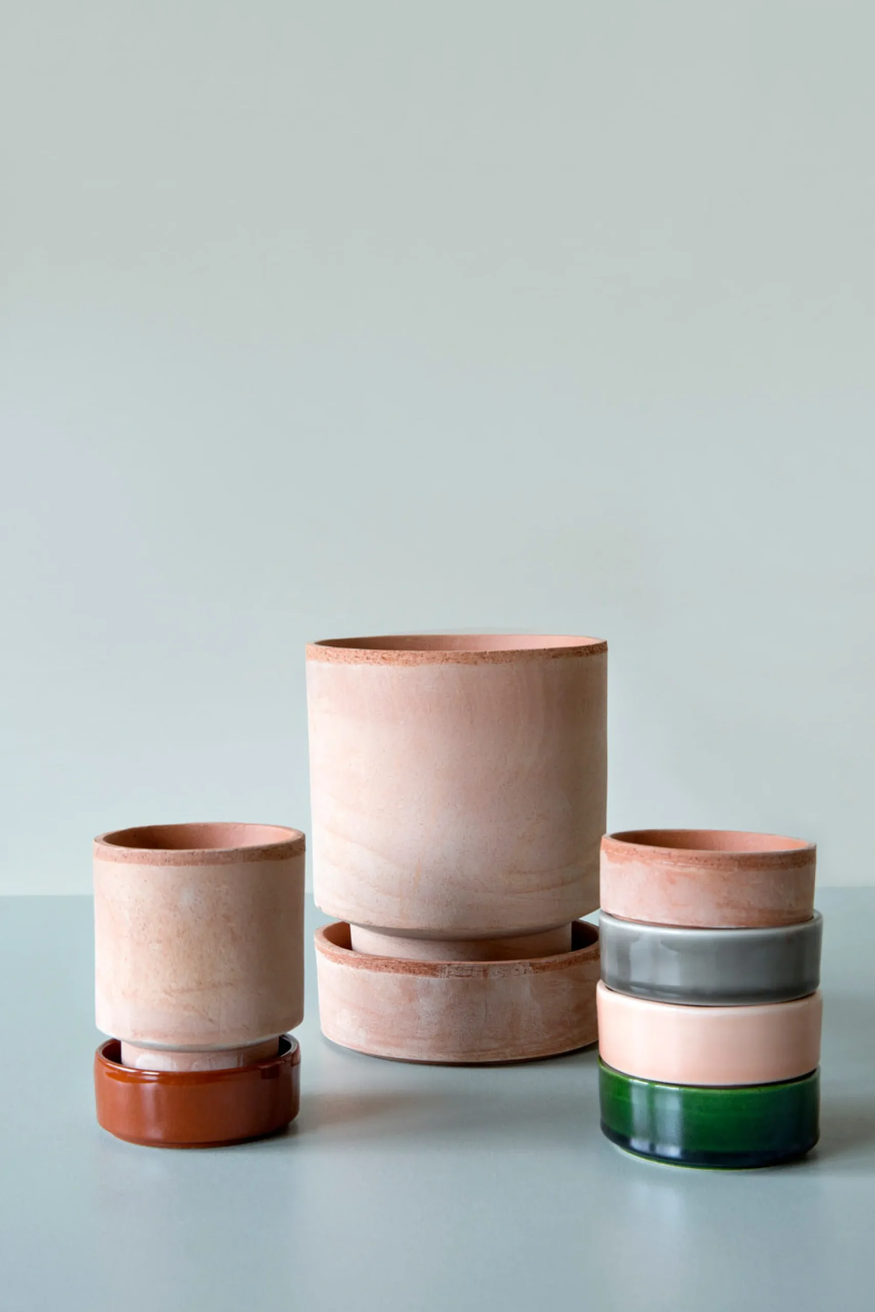 PLANT Hoff krukke, raw rosa + grå underskål, gulvkrukke Clearance